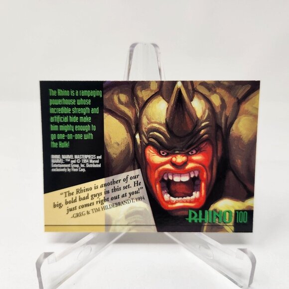 RHINO #100 1994 Marvel Masterpieces Trading Card (a62) - Picture 2 of 2